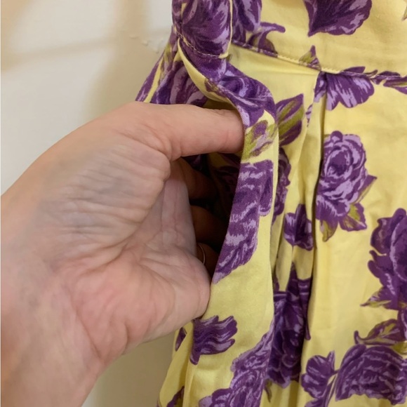 EUC Pinup Girl Couture Purple Roses (W/ Yellow) Little Jun Skirt - Size Large - Picture 3 of 5